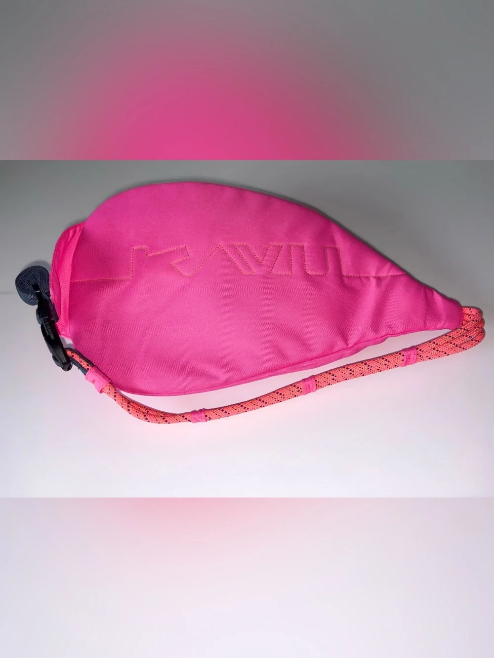 KAVU Pink Rope Sling Bag Crossbody Backpack Orange Accent Pockets